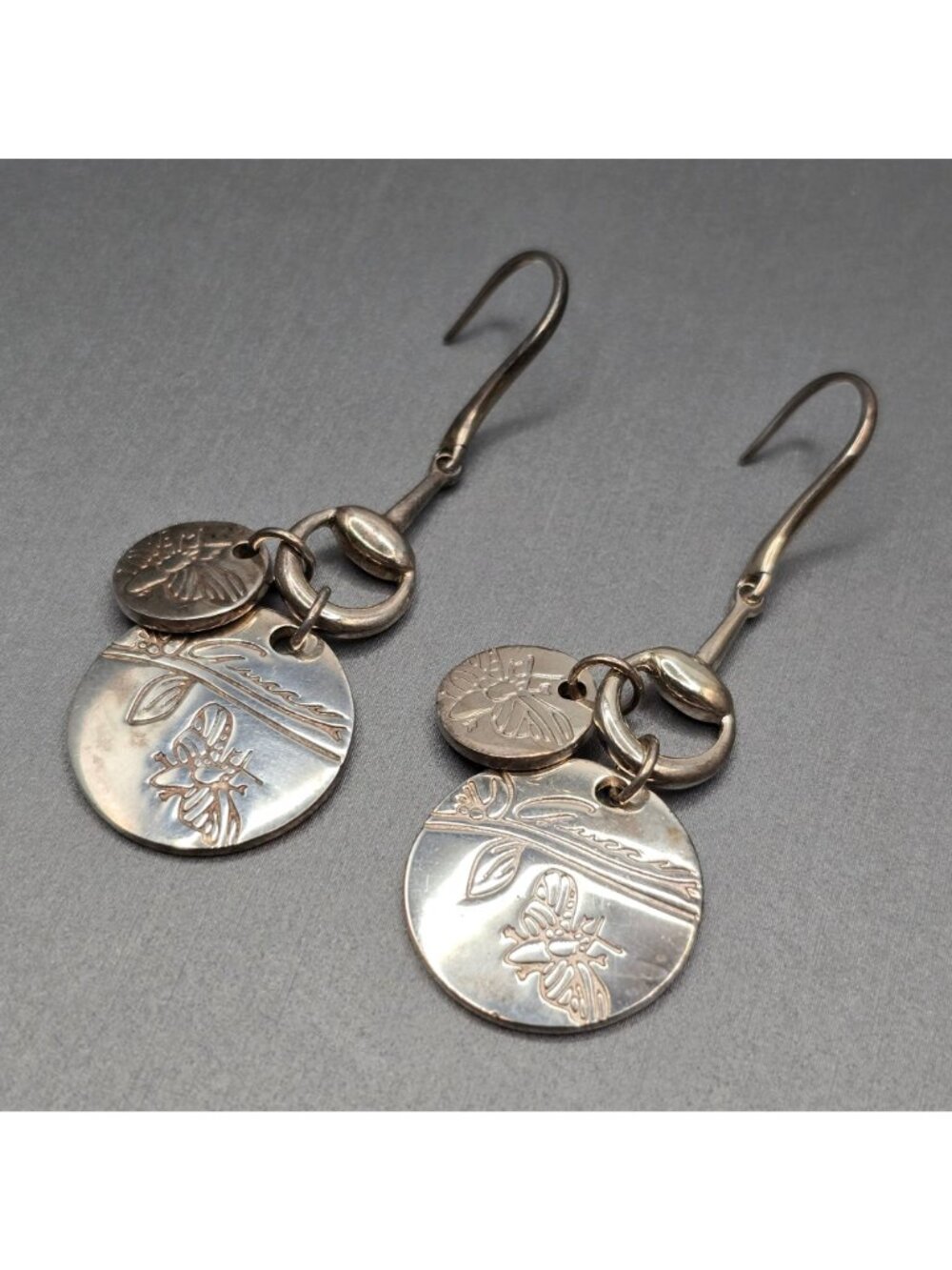 Gucci Metal Horsebit Bee Drop Earrings 2" Fashion Runway Collection - Picture 5 of 9